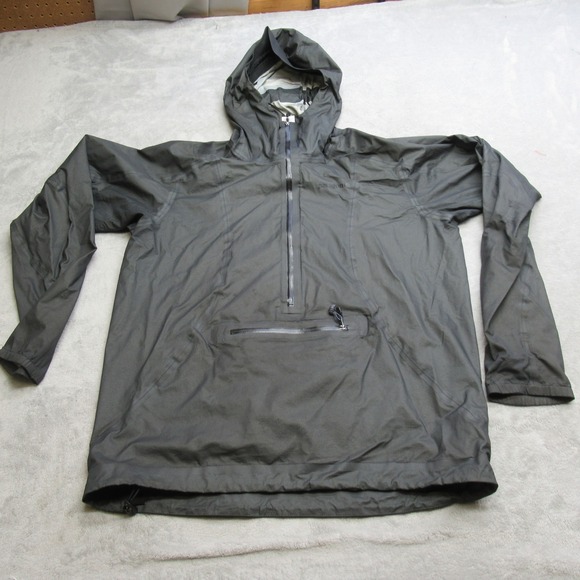 Patagonia Jacket Mens Small Gray Lightweight Hooded 1/2 Zip Drawstring Wind Rain